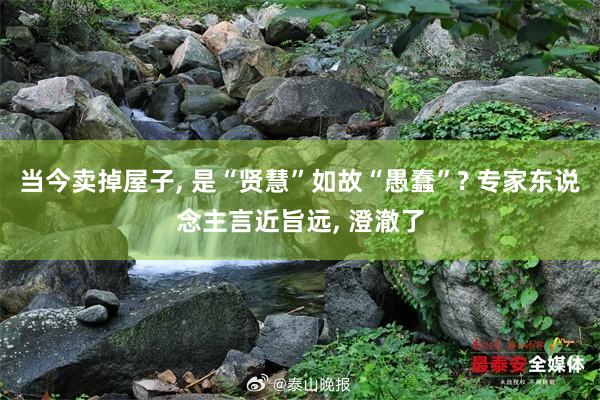 当今卖掉屋子, 是“贤慧”如故“愚蠢”? 专家东说念主言近旨远, 澄澈了